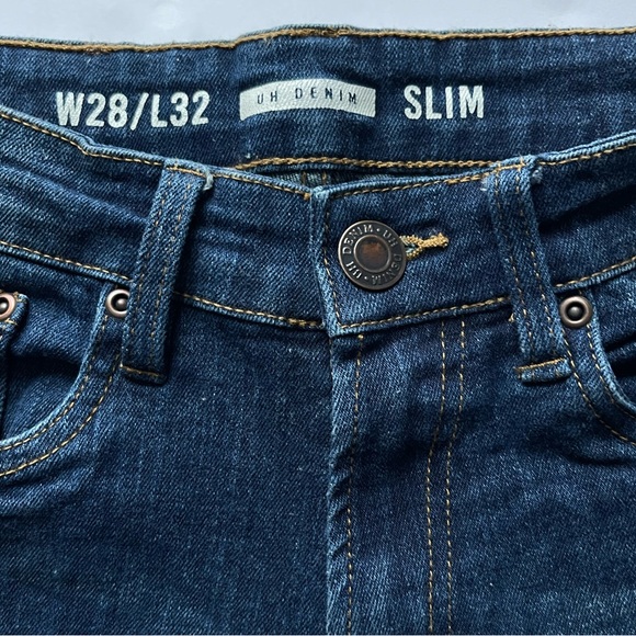 UH Denim Men’s Slim Jeans Dark Wash Distressed 28 x 32 - Picture 3 of 5